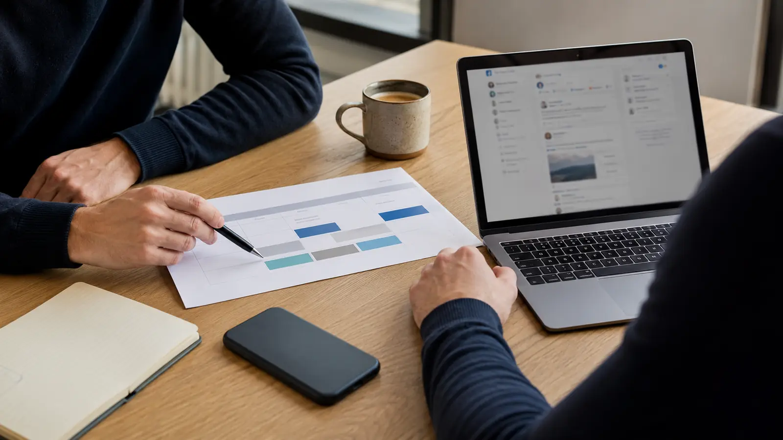 Zakelijke LinkedIn-contentplanning op een laptop