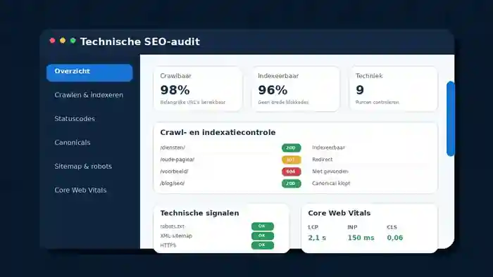 SEO-specialist controleert een websitestructuur tijdens een technische SEO-analyse